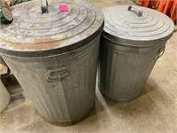 2 GALVANIZED TRASH CANS