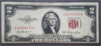 1953 Red Seal $2 Two Dollar Note - Bright & Crisp