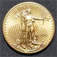 2011 GOLD 1/10th Ounce - $5 AGE - 25th Anniversary