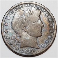 1907-O Barber Half Dollar - Toner - ~4,000 Exist