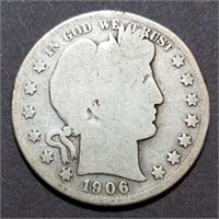 1906-S Barber Half Dollar - Only ~2,500 Exist!!