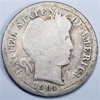 1904-S Barber Dime - Scarce Key Date!