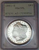 1881-S Morgan Dollar PCGS MS63 PL Rattler