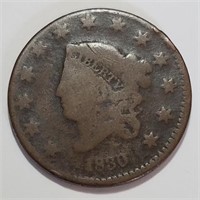 1830 Coronet Head Large Cent - 4,000 Survive!