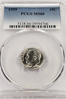 1959 Roosevelt Dime PCGS MS66