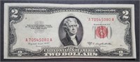 1953 Series B Red Seal $2 Two Dollar Note - Crisp!