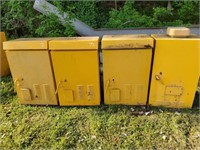 Traffic light control boxes.  Most empty.