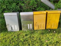 Traffic light control boxes. Most empty.