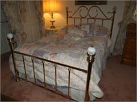 Brass-Style Double Bed w/ Mattress/Box Spring