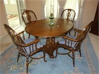 Pedestal Oak Table & Four Chairs