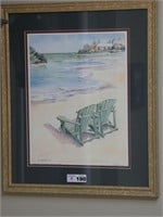 Beach Chairs, Bermuda - C. Holding Framed Print