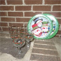 Christmas Plates & Goblets