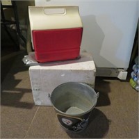 Igloo Cooler, Steeler Bucket, Styrofoam Cooler