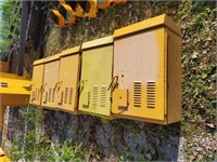 Traffic light control boxes.