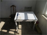 Table w/metal top * 2 Wooden Chairs * Vacuum