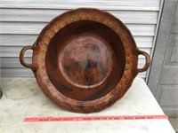 BIG Mexican Pottery Terra Cotta Double Handle Bowl