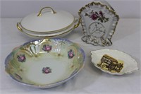 Porcelain Serving bowl, casserole, wall planter +