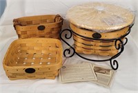 3 Peterboro Baskets, Round & Rectangle