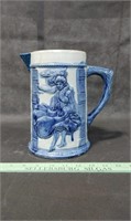 Early Blue and Gray Decorated Pitcher