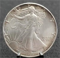 1986 Silver Eagle, First Year, Light Toning