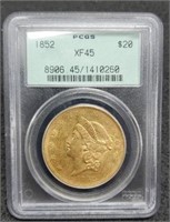 1852 slab Twenty Dollar Gold Liberty PCGS XF45