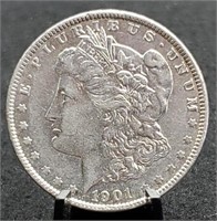 1901 Morgan Silver Dollar, AU55
