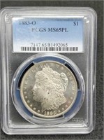 1883-O slab Morgan Silver Dollar PCGS MS65 PL