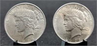 (2) 1922 Peace Silver Dollars, Uncirculated