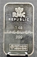 One oz. Silver Bar "Republic Metals Corporation"