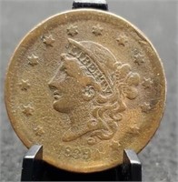 1839 Large Cent, XF, Details