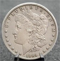 1884-S Morgan Silver Dollar, VF, Semi Key