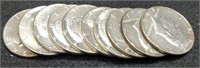 (10) 1967 Kennedy 40% Silver Half Dollars