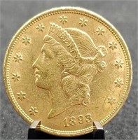 1893 Twenty Dollar Gold Liberty Double Eagle