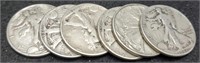(6) Walking Liberty Silver Half Dollars