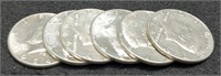(6) 1964 Kennedy Silver Half Dollars, Uncirculated