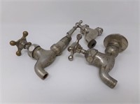 Three Vtg Nickel Plated Faucets