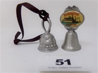 Two Miniature Pewter Bells