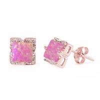 Rose Gold Princess Pink Opal Earrings