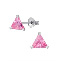 Pretty .50 ct Trillion Cut Pink Topaz Earrings