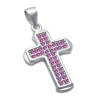 Pave Red Ruby Cross Pendant