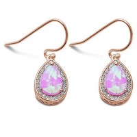Rose Gold Pear Shape Pink Opal Earrings
