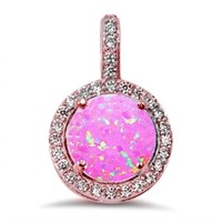 Rose Gold Halo Style Pink Opal Pendant