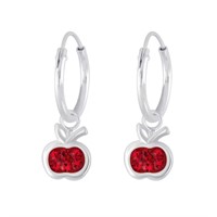 Ruby Red Apple Hoop Earrings