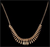 10K YELLOW GOLD LADIES ART DECO STYLE NECKLACE