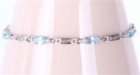 10K WHITE GOLD AQUAMARINE LADIES BRACELET