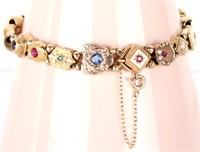 14K YELLOW GOLD MULTI GEMSTONE LADIES BRACELET