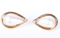 14K YELLOW GOLD MAVE STYLE PEARL EARRINGS