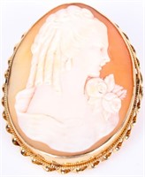 14K YELLOW GOLD VINTAGE VICTORIAN STYLE CAMEO