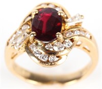 18K YELLOW GOLD RUBY DIAMOND LADIES APPRAISED RING