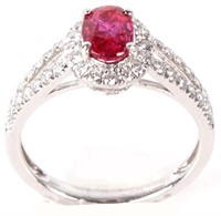 PLATINUM LADIES UNHEATED RUBY AND DIAMOND RING